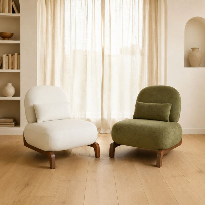 GOODSILO Armless Accent Chair with Plush Cushion and Solid Wood Legs, Soft Upholstered Seating for Living Room Bedroom Apartment Balcony Waiting Room image number 2