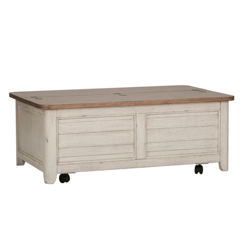 Liberty Furniture Farmhouse Reimagined Storage Trunk in Antique White w/ Chestnut Top image number 0