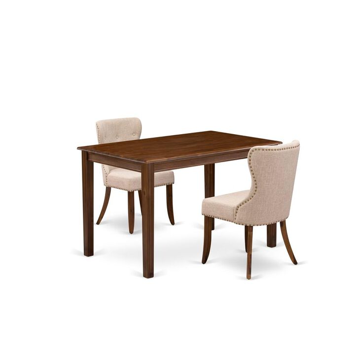 3 Piece Kitchen Table Set for Small Spaces Includes a Rectangle Dining Table