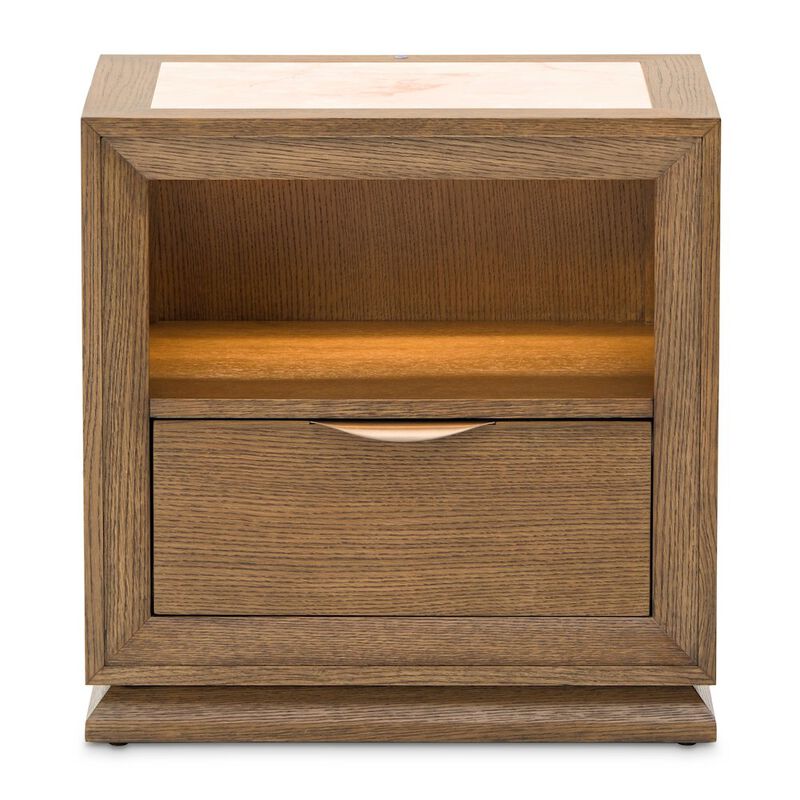 Portrait 1-Drawer Nightstand with LED Lights - Sienna Brown image number 2