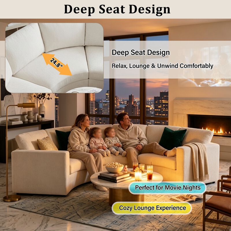 Blesbe Curved Modular Sectional Sofa image number 5