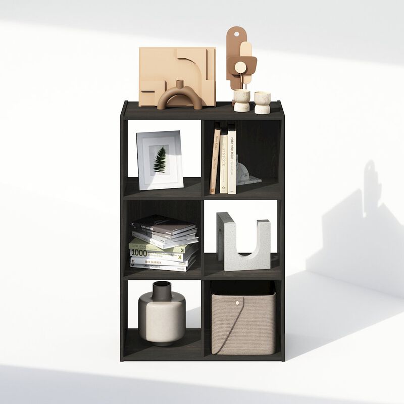 Pelli Cubic Storage Cabinet, Bookcase, Bookshelf, 6-Cube, Espresso