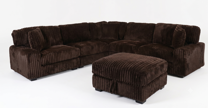 Nightfall 5‑Piece Brown Sectional and Ottoman image number 0