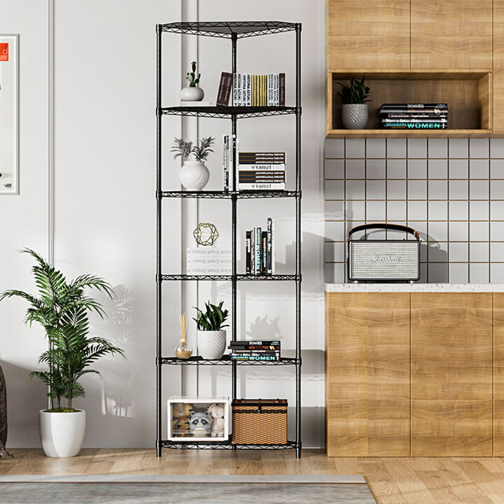 ELEMENT ACE 6 Tier Adjustable Pentagonal Heavy Duty Wire Corner Shelf Rack Freestanding Storage for Bathroom Kitchen Home Office