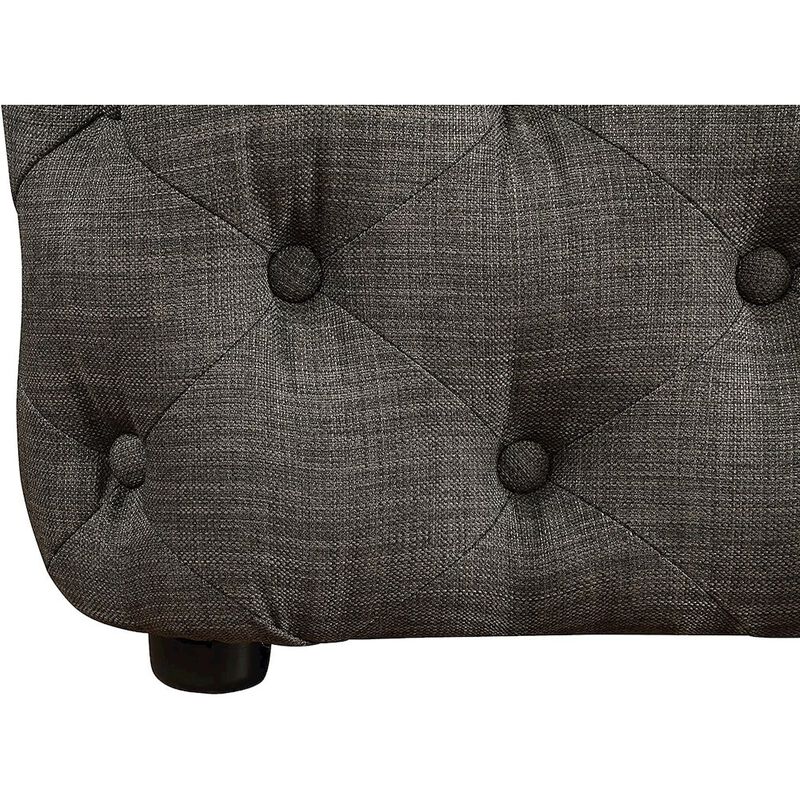 Best Master Furniture Kelly Square Transitional Linen Fabric Ottoman in Gray