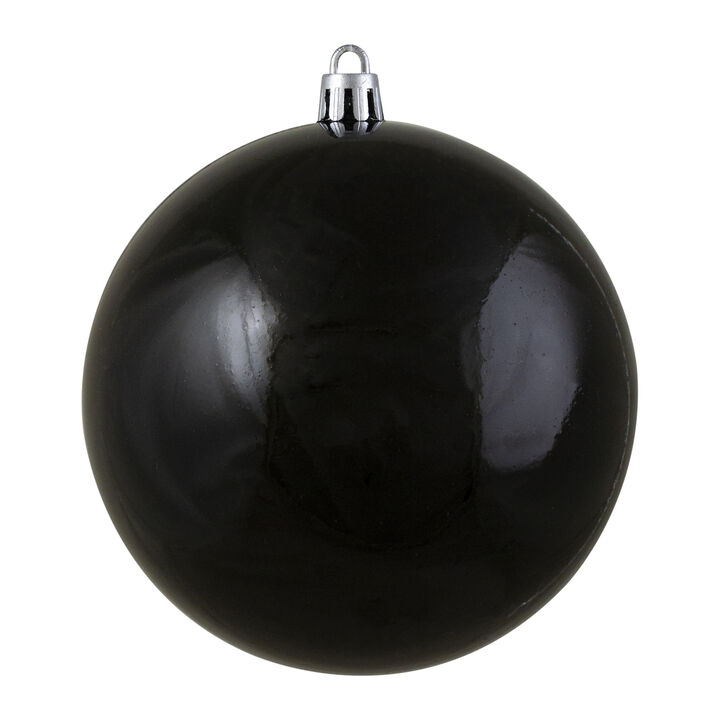 Shiny Black Shatterproof Christmas Ball Ornament 4" (100mm)