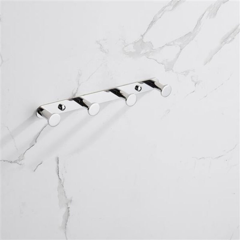 Matte Black Wall-Mounted Towel Hook Rack, 4 Stainless Steel Hooks