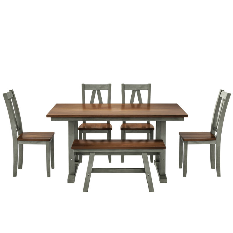 Fufze 6-Piece Wood Dining Table Set image number 8
