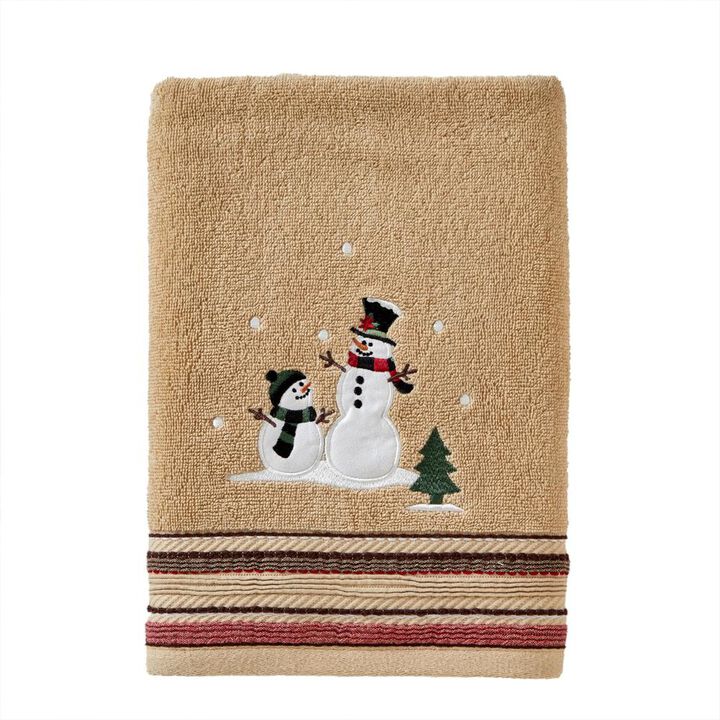 SKL Home By Saturday Knight Ltd Rustic Plaid Snowman Bath Towel - 24X48", Wheat