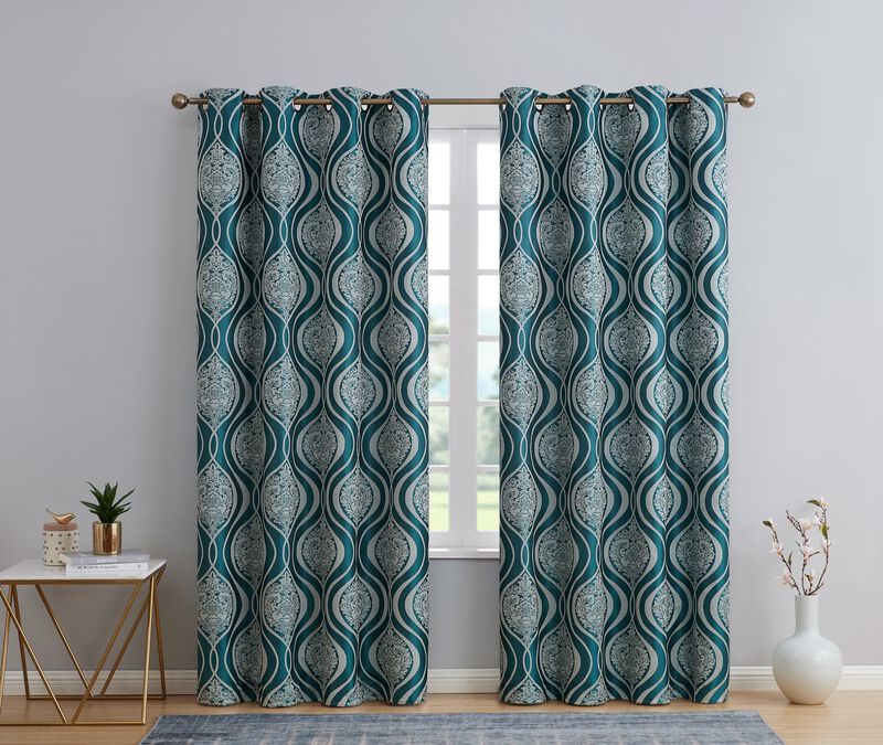 THD Sophia 100% Full Complete Blackout Heavy Thermal Insulated Energy Saving Heat/Cold Blocking Grommet Curtain Drapery Panels for Bedroom & Living Room, Set of 2 image number 2