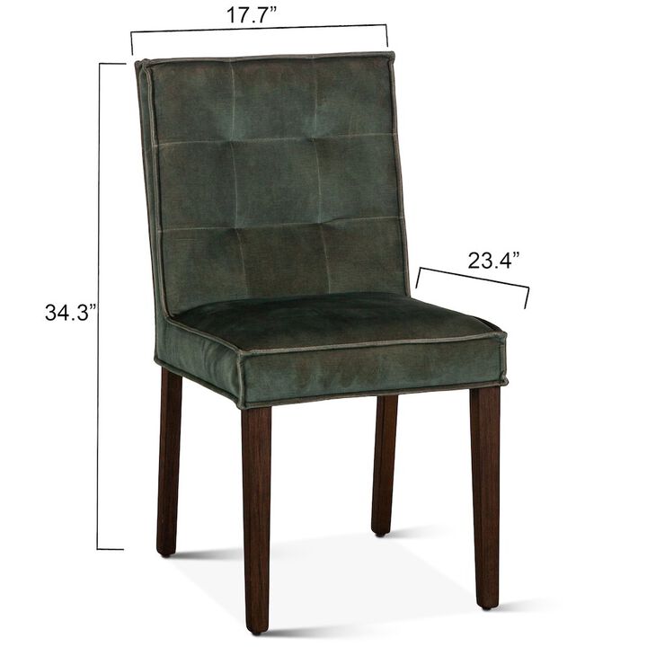 World Interiors Aven Dining Chair in Green Velvet with Dark Legs