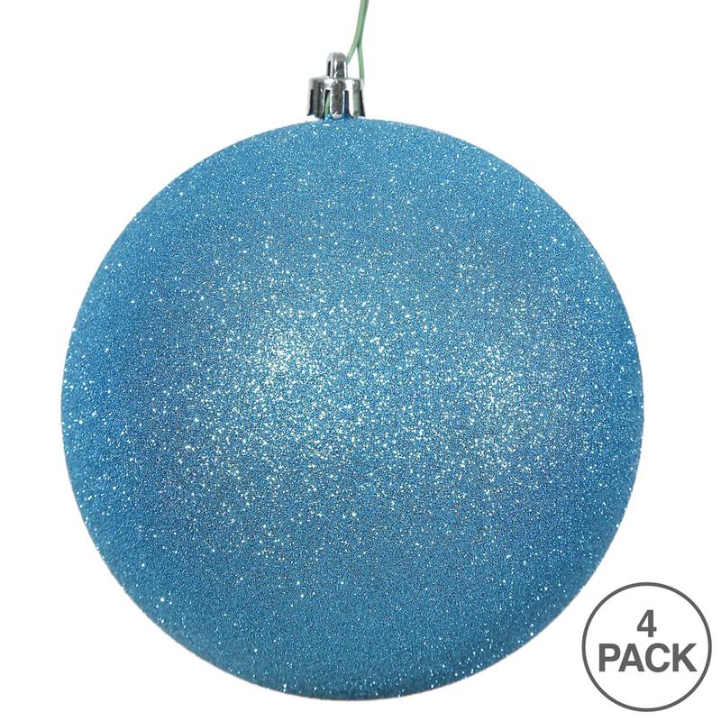 Vickerman 6" Turquoise Glitter Ball Ornament, 4 per Bag image number 2