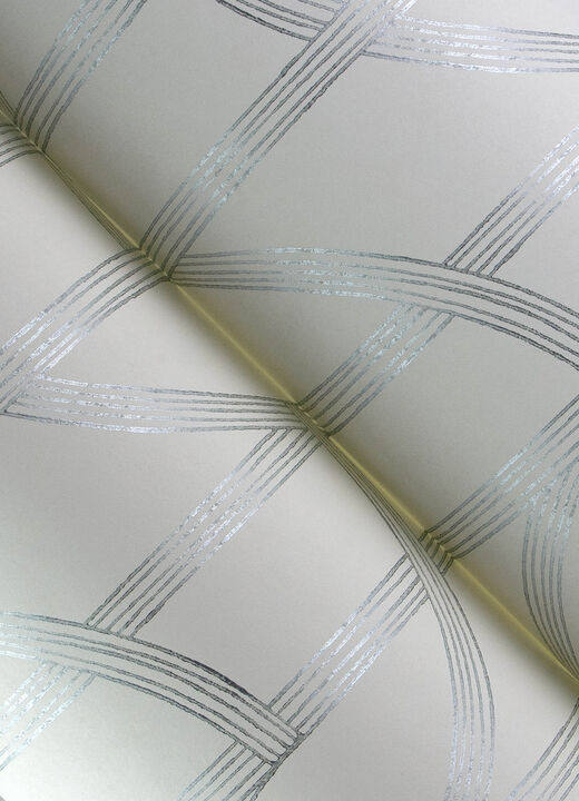 Salvo Silver Curved Contours Wallpaper