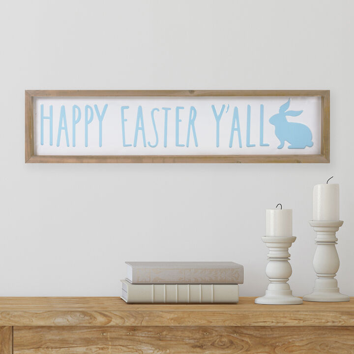 26" Wooden Framed "Happy Easter Y'all" Sign Spring Wall Decor