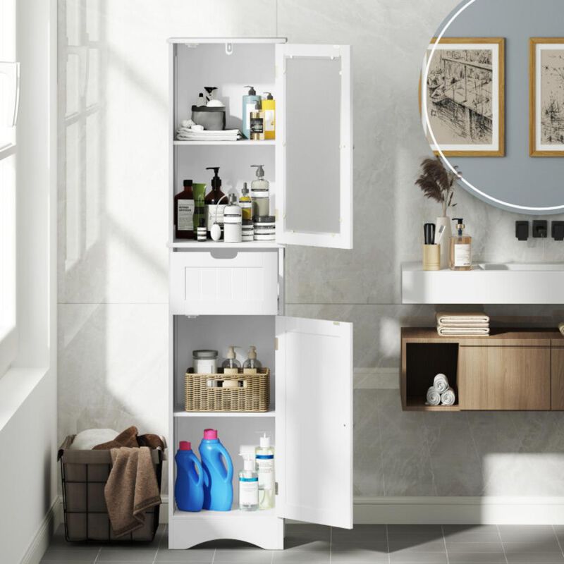 Hivvago Tall Floor Storage Cabinet with 2 Doors and 1 Drawer for Bathroom