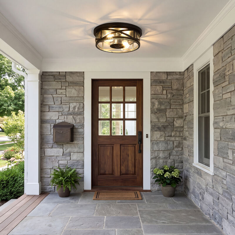 12.60" Modern 2-Light Motion Sensor Outdoor Flush Mount Light image number 6