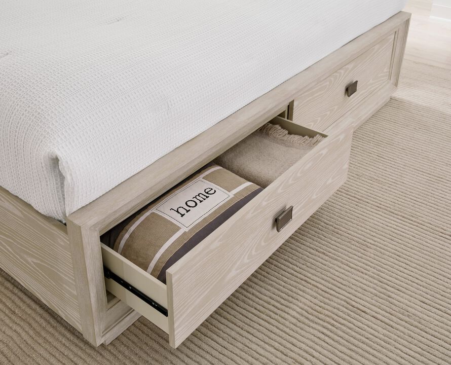 Maxime Queen-size Two Drawer Footboard Storage Bed In Ash