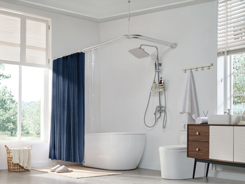 Rustproof Aluminum Double L-Shaped Shower Curtain Rod image number 7