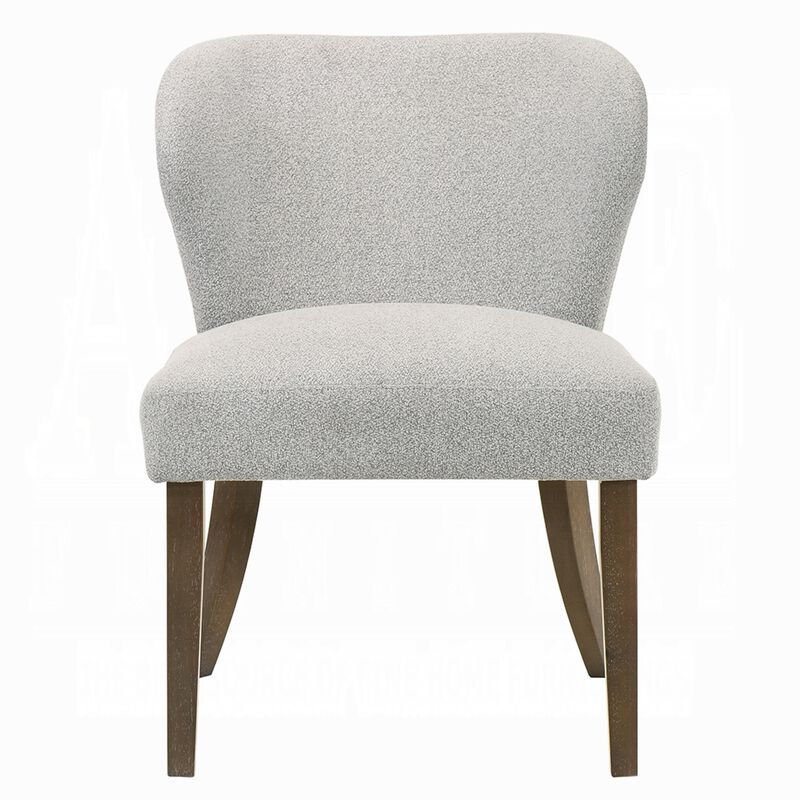 Dea Dining Side Chair Set of 2, Wingback Gray Chenille, Walnut Brown image number 2
