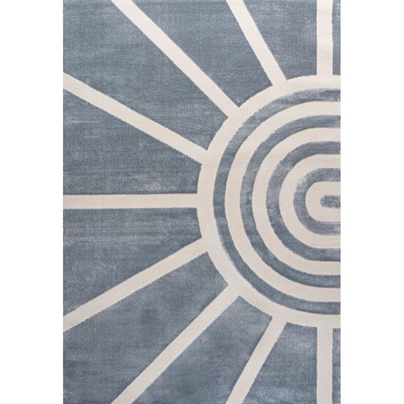 Aelius MidCentury Scandinavian Abstract Sun Two-Tone High-Low Area Rug