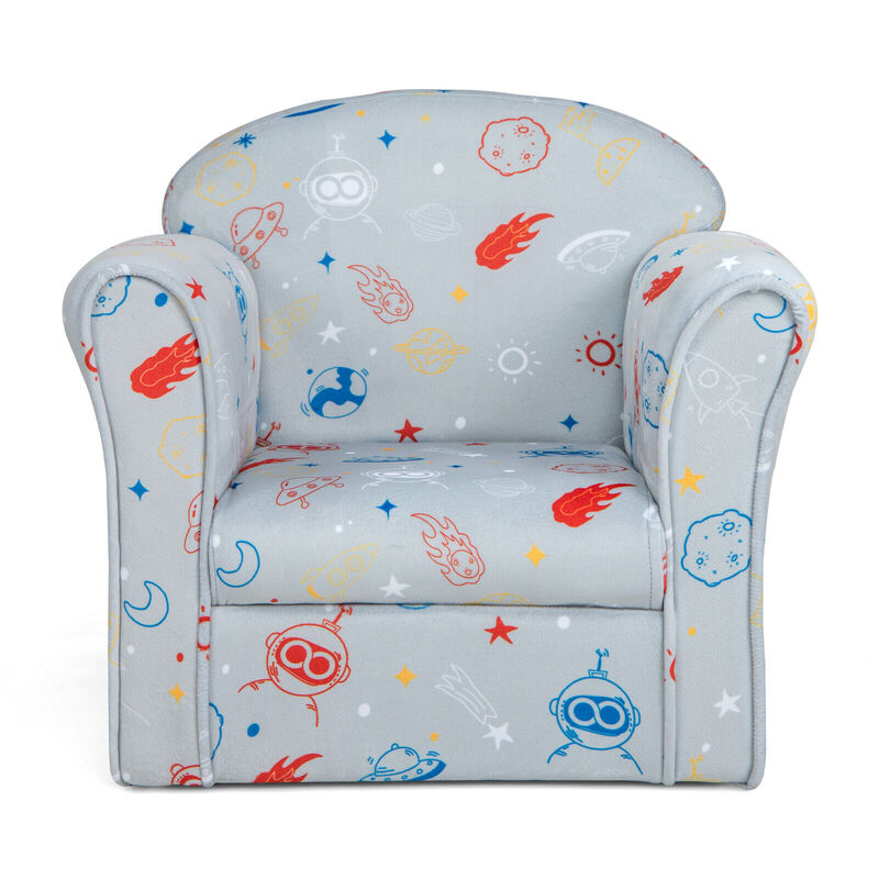 Toddler Upholstered Armchair with Solid Wooden Frame and High-density Sponge Filling