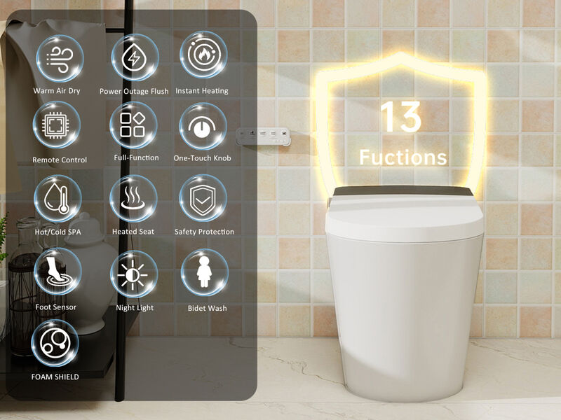 Smart Toilets with Foam Shield, ADA Height Toilets with Bidets Built in, LED Display
