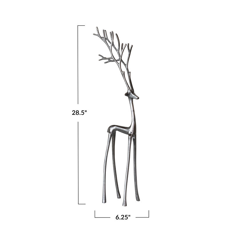 Tall Cast Aluminum Reindeer, gunmetal finish image number 1