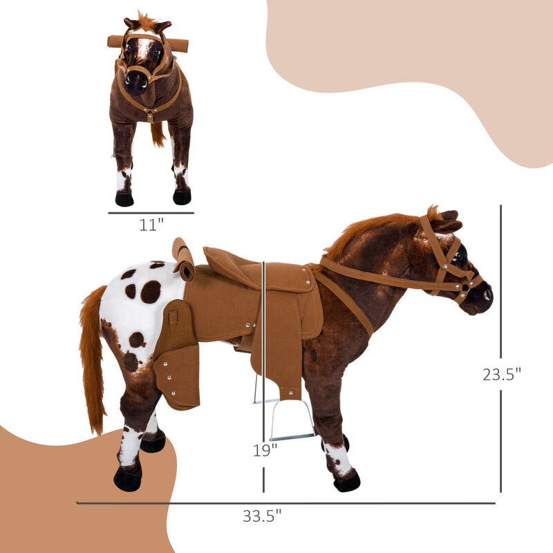 BreeBe Kids Stuffed Ride-On Horse with Realistic Sounds image number 2