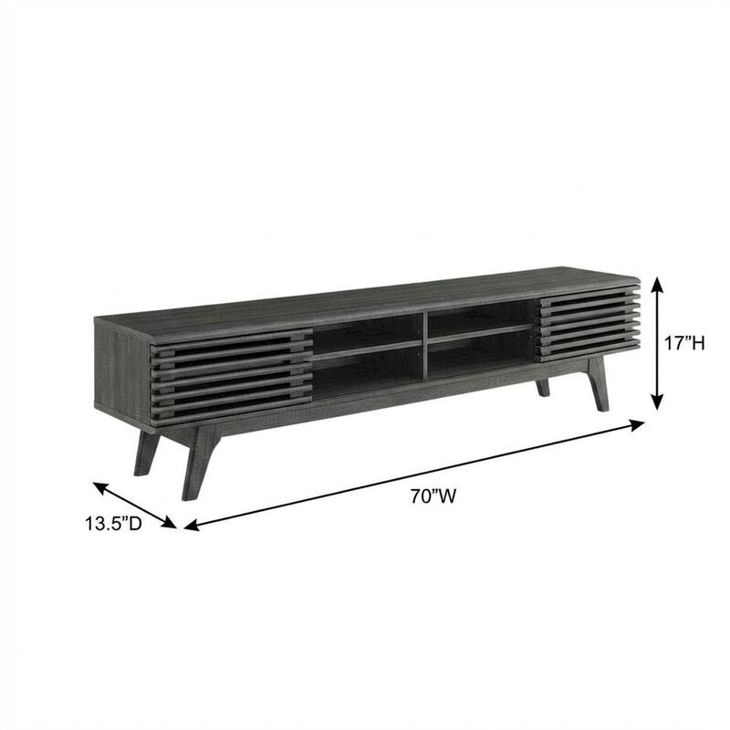 Brown wood entertainment center with spacious TV stand and sleek design image number 2