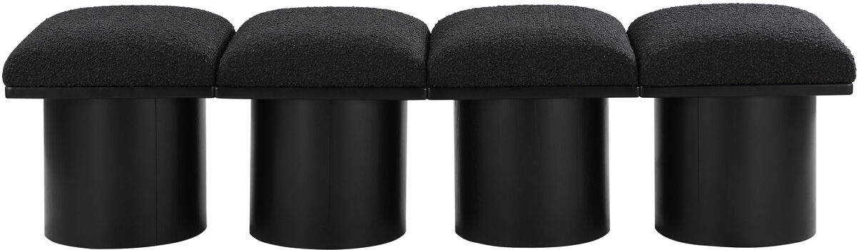 Meridian Furniture Pavilion Black Boucle Fabric Bench