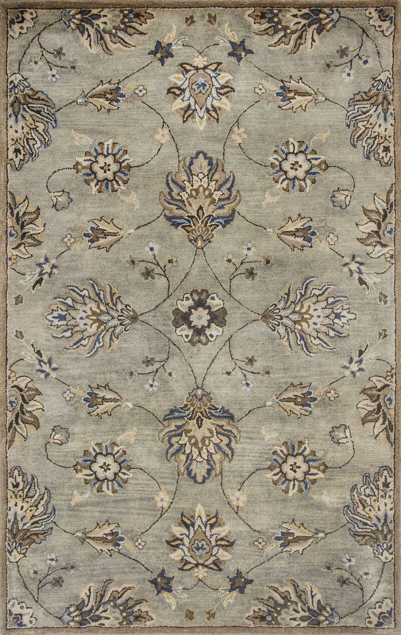3' X 5' Grey Floral Vines Wool Area Rug image number 0