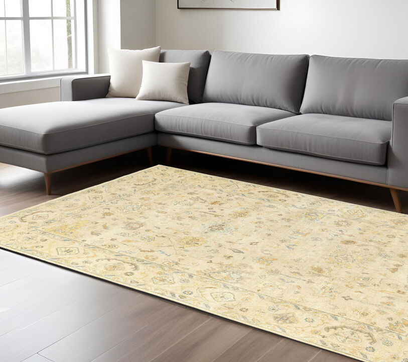 HomeRoots Wool Oriental Hand Knotted Area Rug