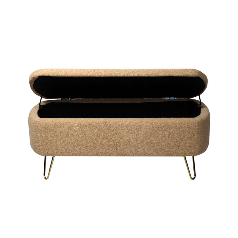 Streamdale Camel Ottoman Bench for Bed, Entryway, Gold Legs image number 8