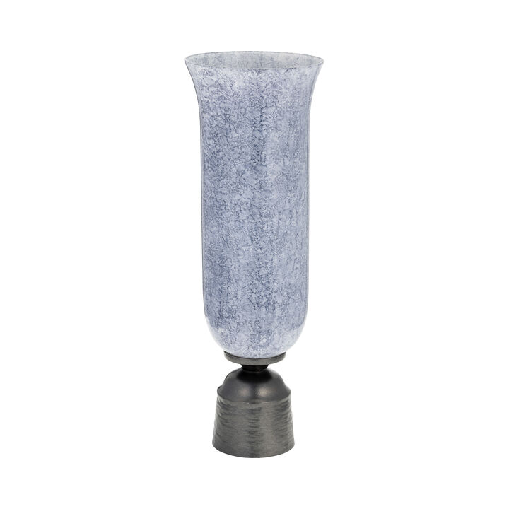 16" Glass Vase W/Metal Base