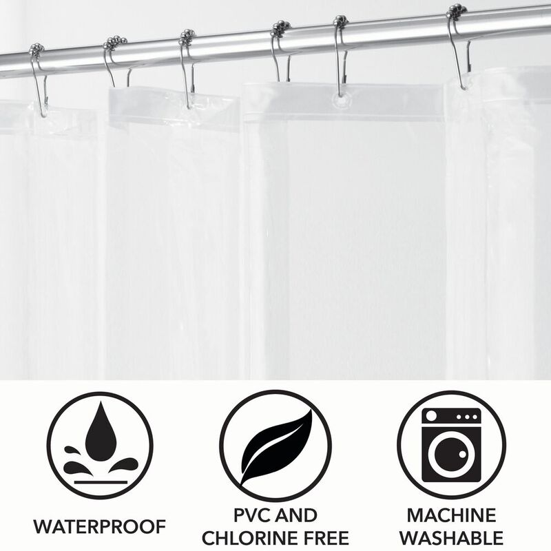 mDesign Long PEVA 72" x 72" Waterproof Shower Curtain Liner, 4 Pack, Clear image number 4