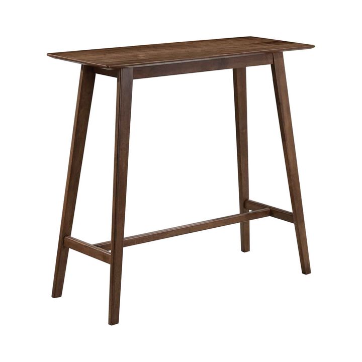 Rectangular Wooden Bar Table with Angled Tapered Legs, Walnut Brown