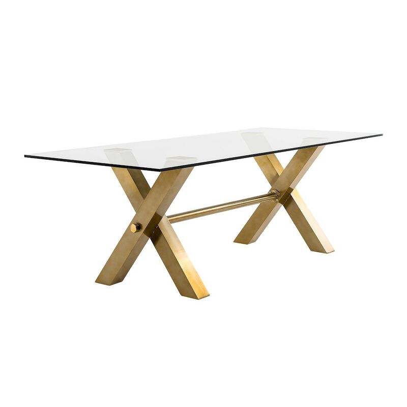 Modrest Dandy - Modern Golden & 15mm Glass Dining Table