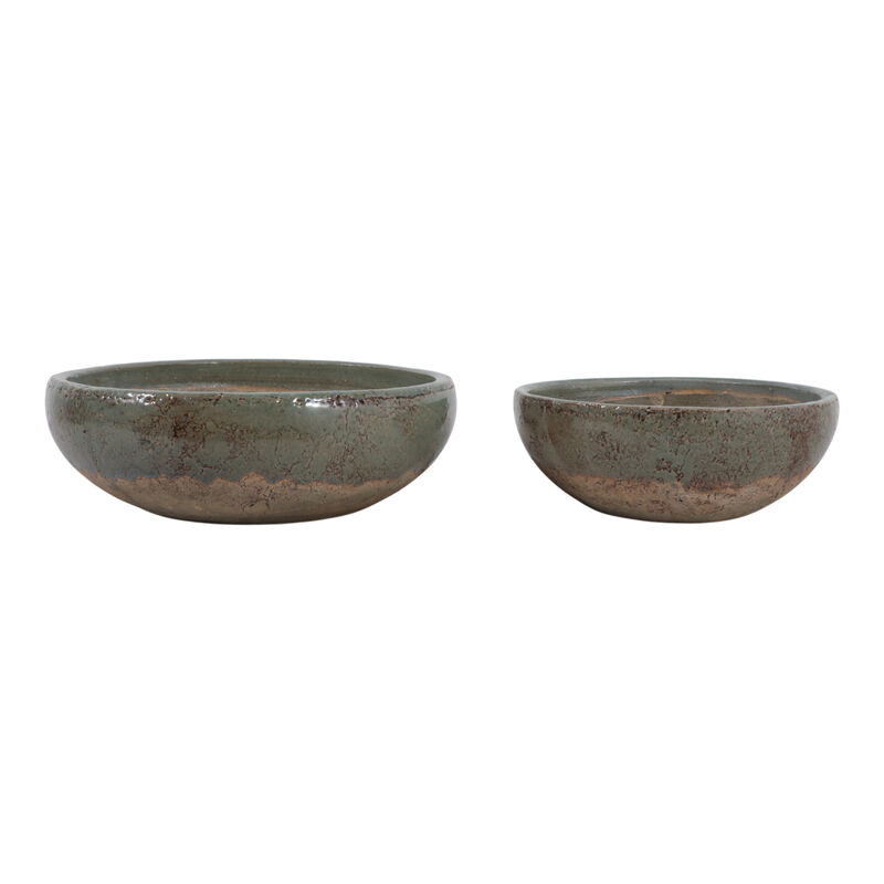 S/2 12/15" Bowls, Green/brown image number 0