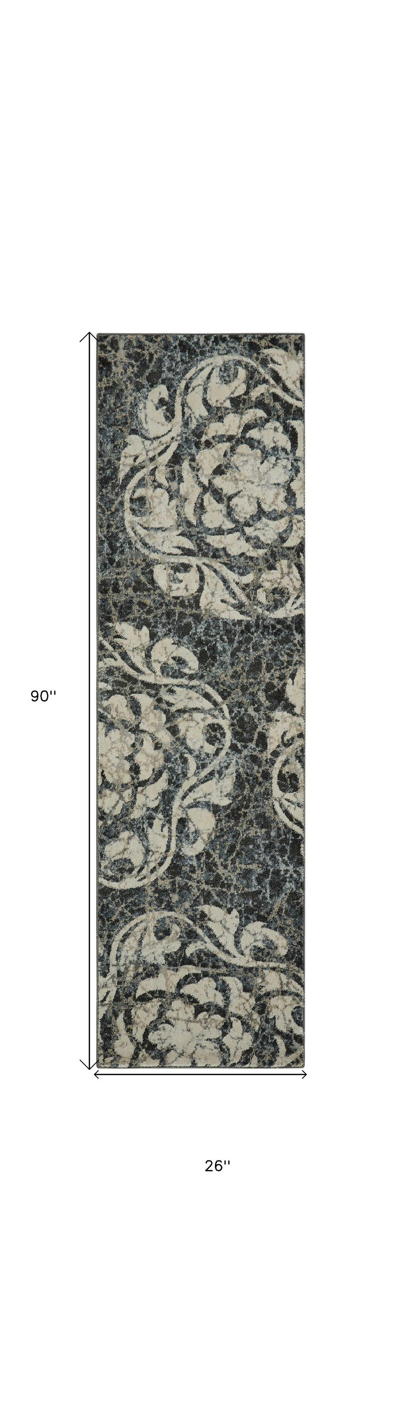 HomeRoots Floral Distressed Non Skid Runner Rug image number 2