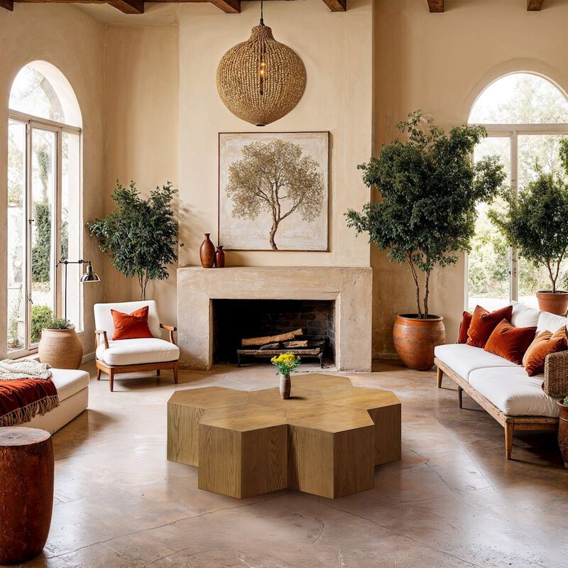 Meridian Furniture Eternal Natural Oak Wood 6pc. Modular Coffee Table