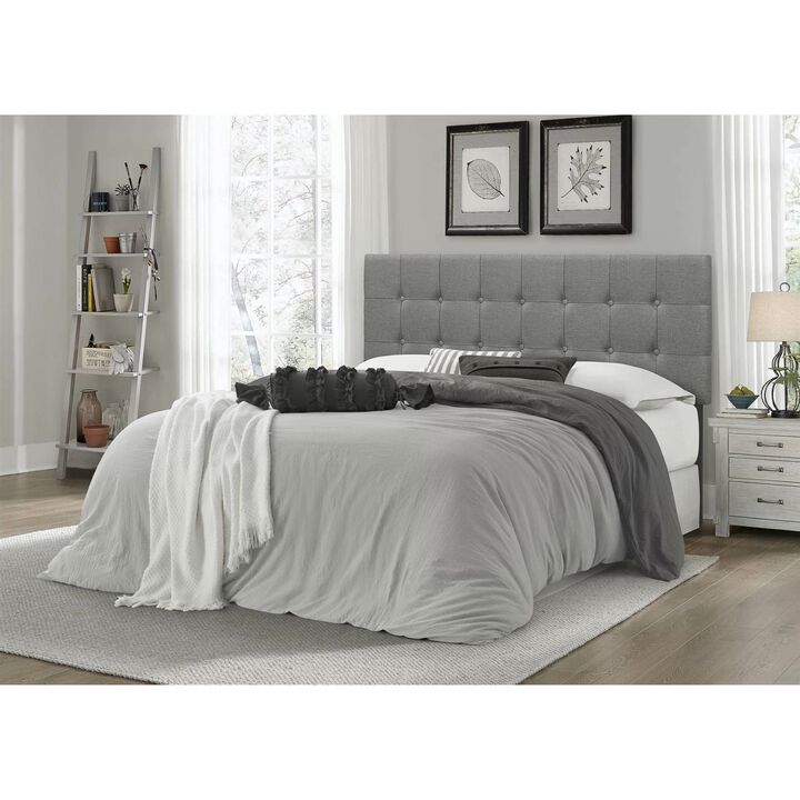 Hivvago Queen Modern Classic Style Button-Tufted Headboard in Grey Upholstered Fabric