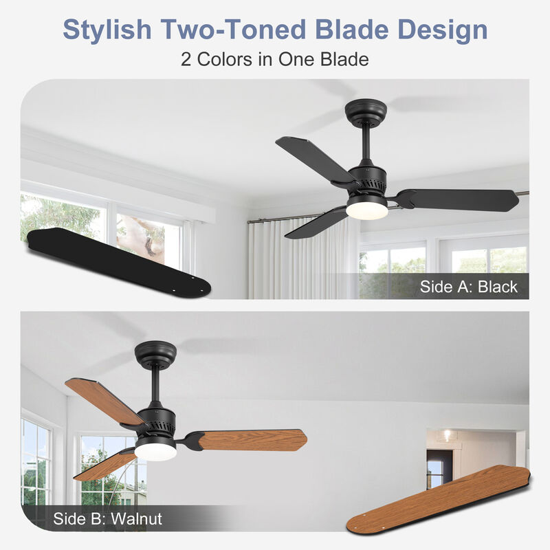 Breezary 2 Pack 42" Ceiling Fans with Lights, LED Indoor Fan, Wood Blades, Remote Control,6 Speeds image number 2