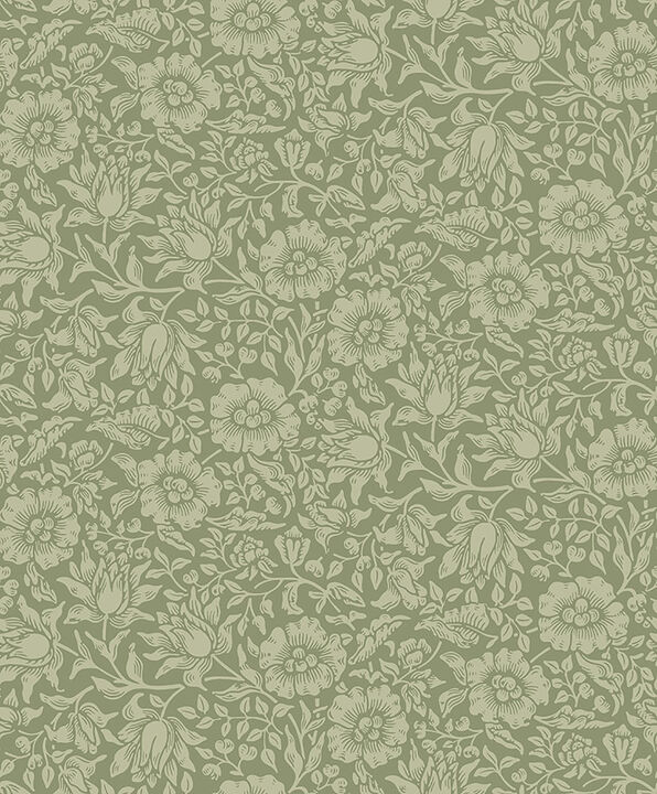 Mallow Green Floral Vine Wallpaper