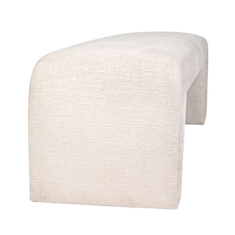 Jofran Sophia Modern Luxury Curved Upholstered Waterfall Jacquard Bench - Large