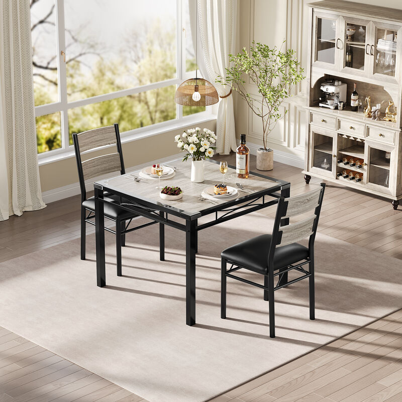 Space Saving 3-Piece Dining Table Set. Sturdy Wood Table & Padded Chairs with Corner Guards. Compact Design for Apartment Kitchen Breakfast Nook image number 1