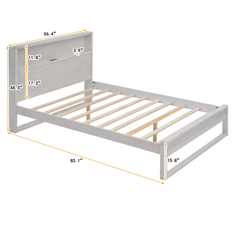 Merax Platform Bed with Storage Headboard
