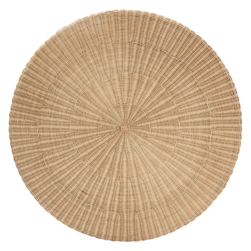 bali & pari Silvia Natural Rattan Coffee Table - Handwoven Wicker Accent Cocktail Table with Pedestal Base for Living Room or Sunroom image number 3