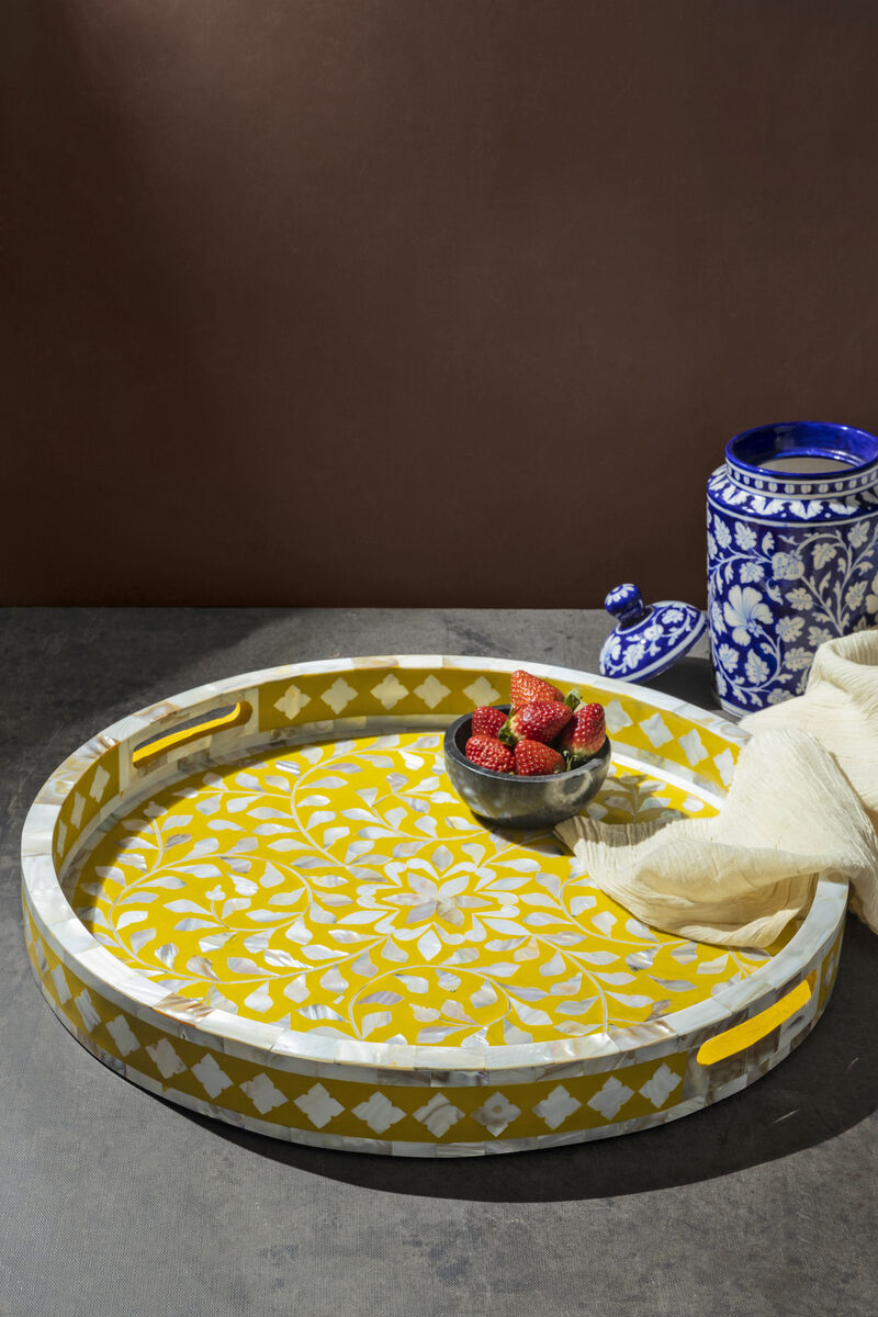Jodhpur Mother of Pearl Decorative Tray - 18"