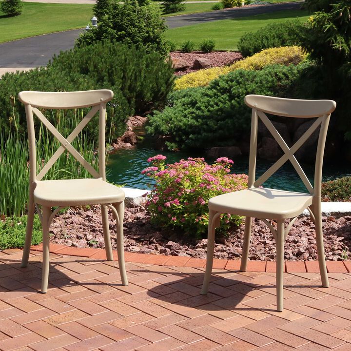 Sunnydaze Bellemead Plastic Patio Dining Chair - Coffee