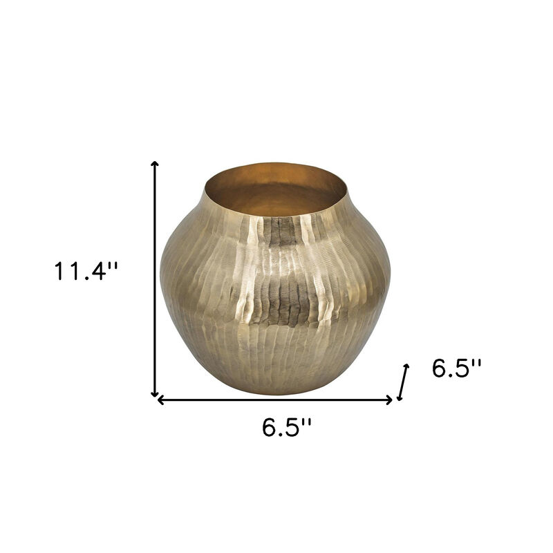 HomeRoots 11" Gold Aluminum Round Table Vase image number 6